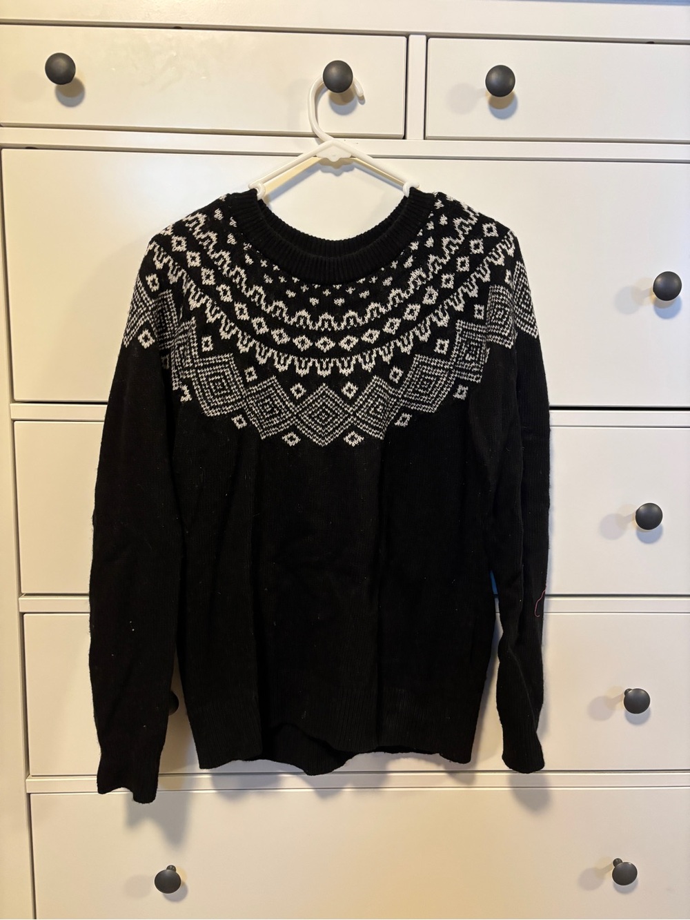 Sunice Black Crewneck Sweater with White Nordic Yoke